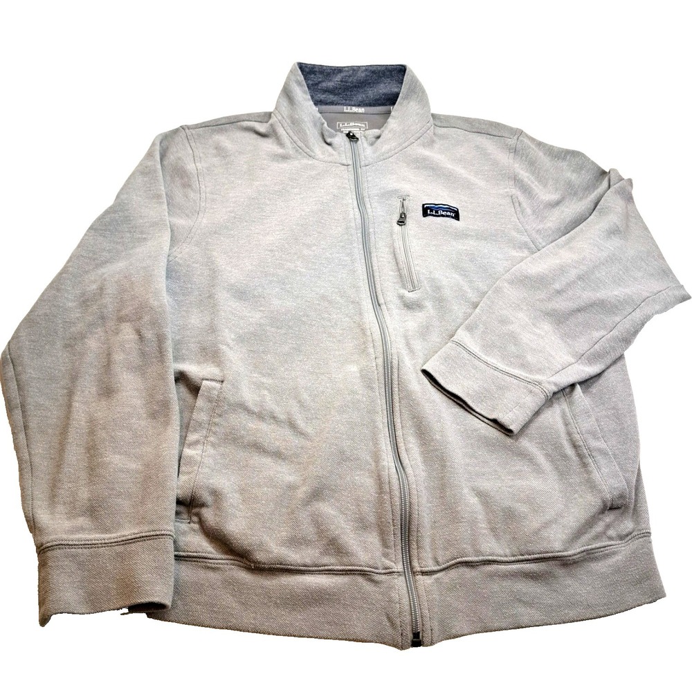 L.L. Bean Full Zip Sweatshirt Jacket Mens L Gray Pockets Logo Classic Maine